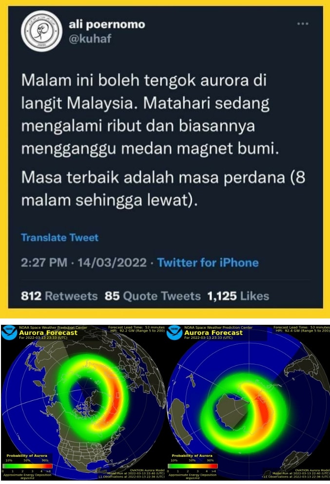 ribut suria dikatakan bakal menyaksikan kejadian aurora di malaysia
